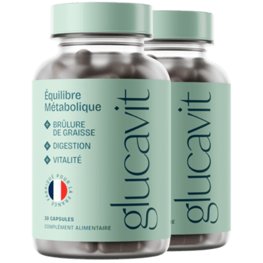 Lot de deux flacons de Glucavit, complément alimentaire formulé à partir d’ingrédients naturels